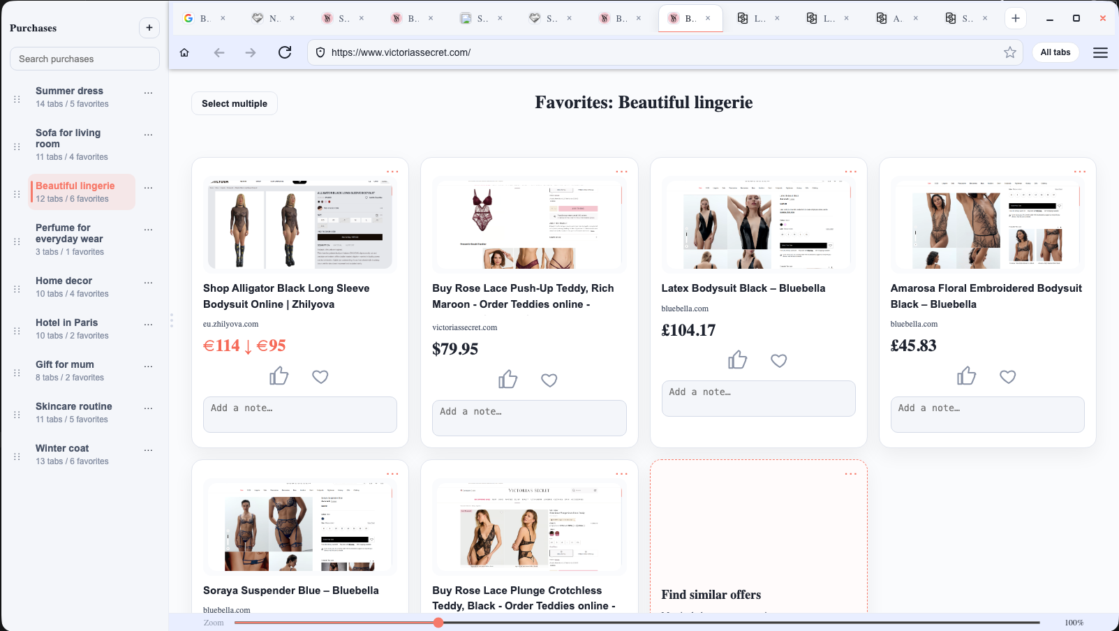BuyKa showing separate purchases and tabs