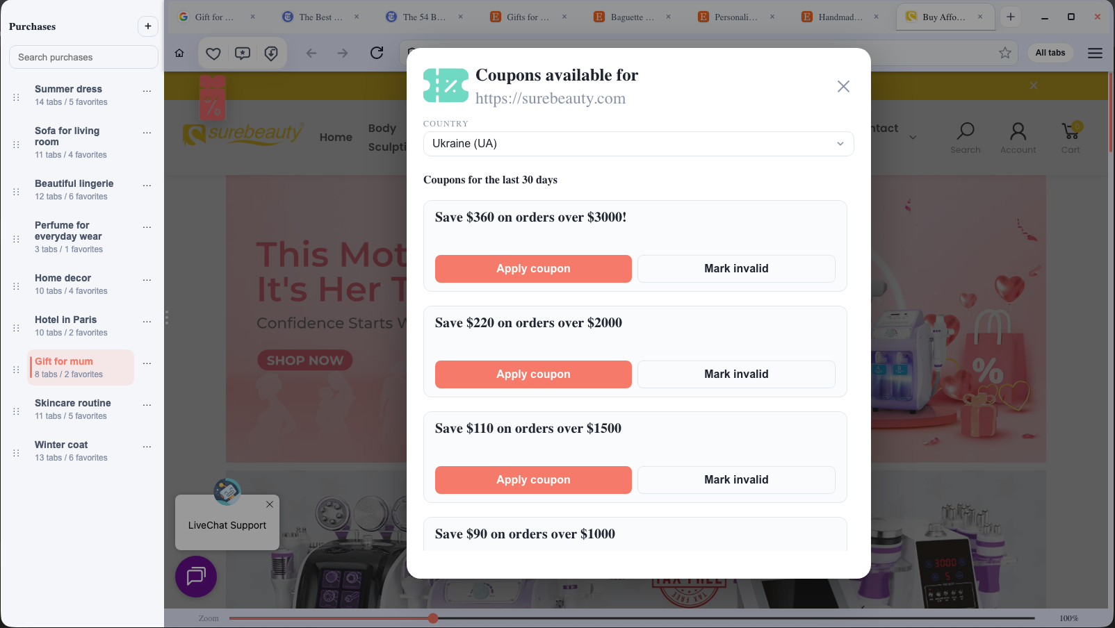 BuyKa coupon popup over a store page
